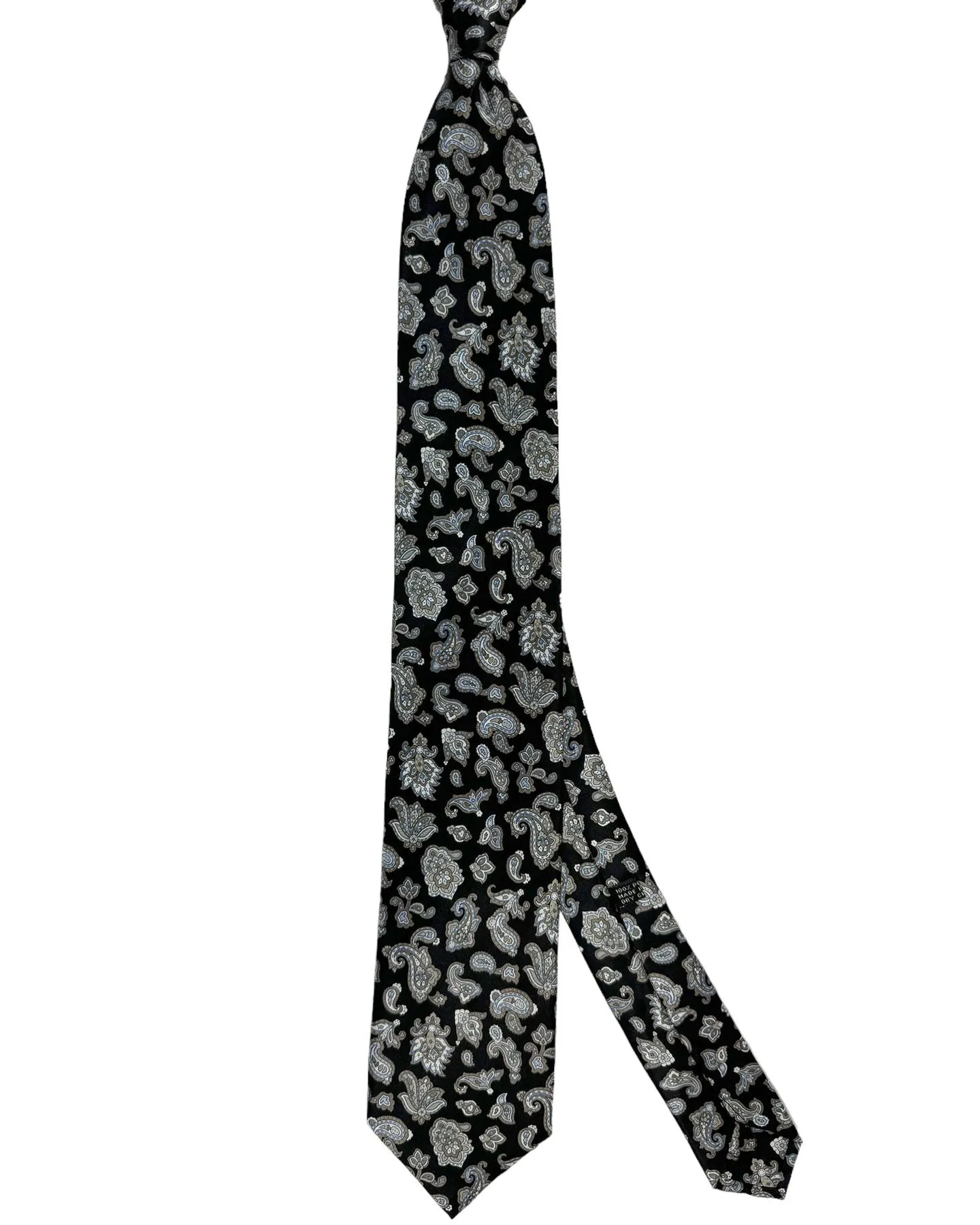 Stefano Ricci Tie Black Taupe Paisley Ornamental Design