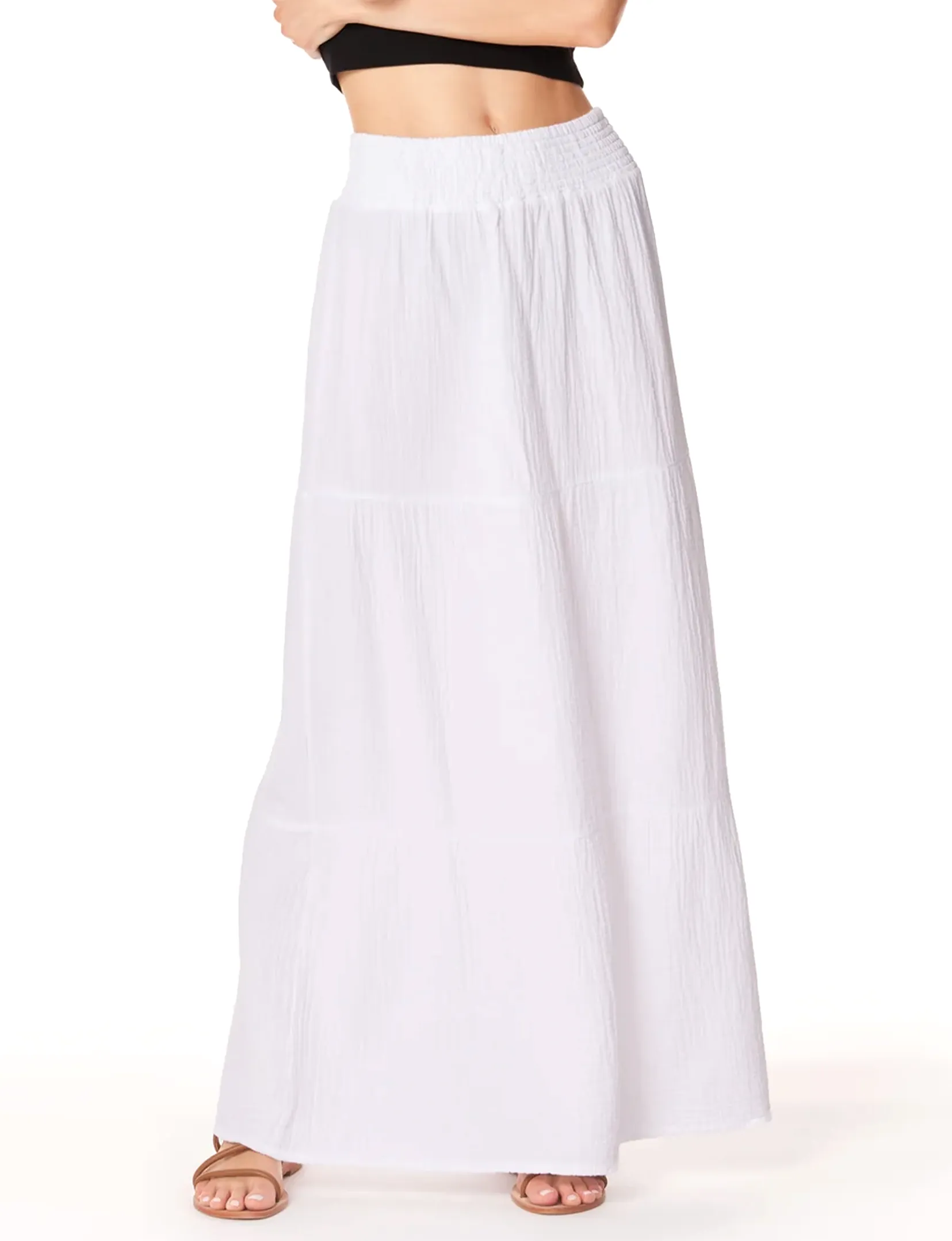 Tiered Maxi Skirt, White