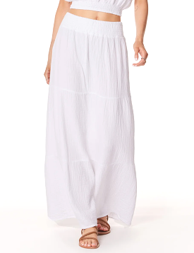 Tiered Maxi Skirt, White