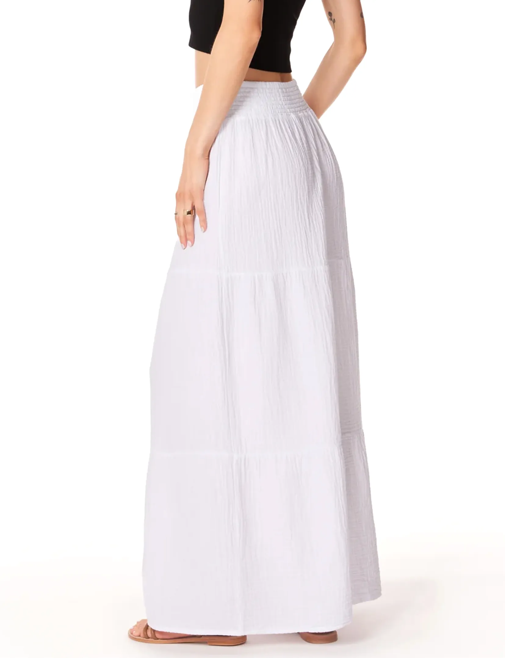 Tiered Maxi Skirt, White