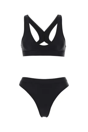 Two-Piece Logo Embossed Bikini Set - Black