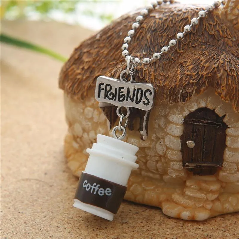 Unisex 2 Pieces Set of Mini Oreo Biscuits and Coffee Pendant Necklace