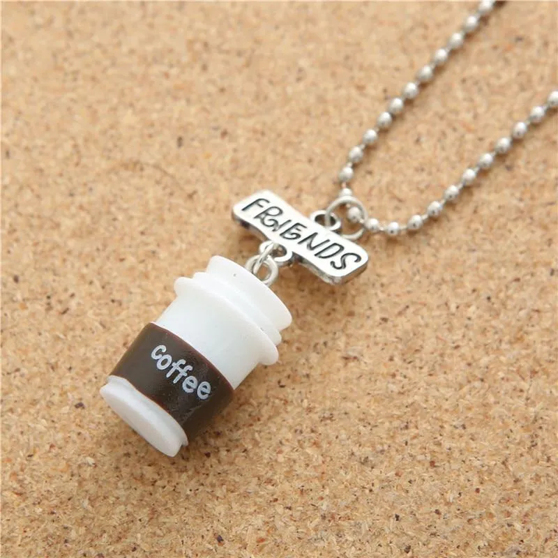 Unisex 2 Pieces Set of Mini Oreo Biscuits and Coffee Pendant Necklace