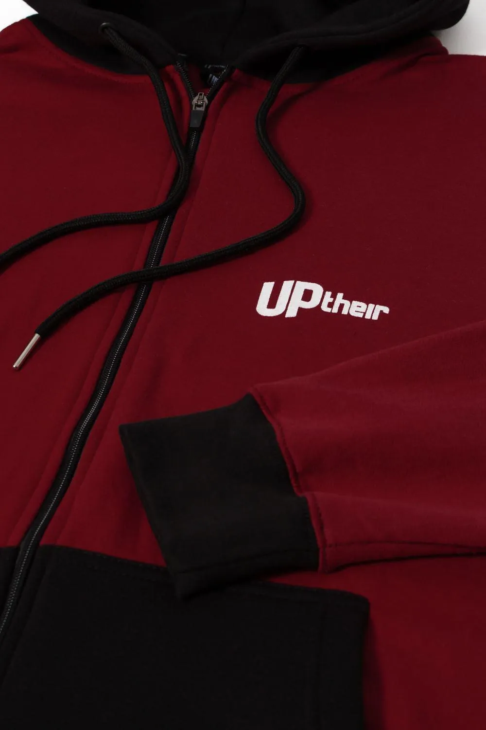 Uptheir Cut & Sew Nail Zip Hoody - Red Black