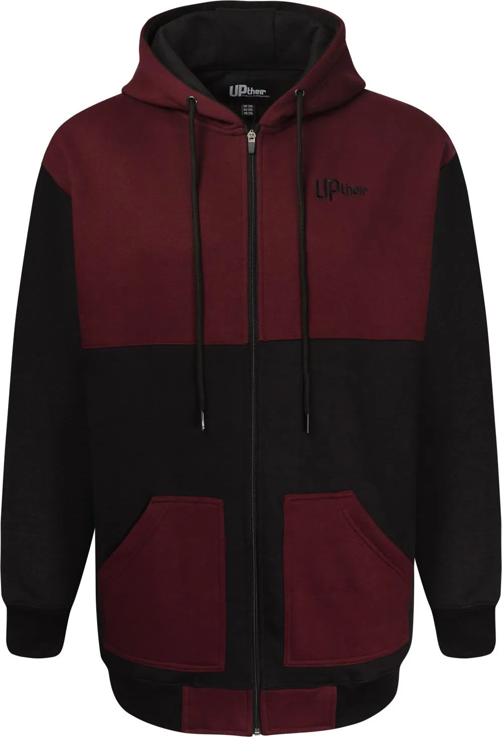 Uptheir Fly Me To The Moon Cut & Sew Contrast Panel Hoody - Burgundy