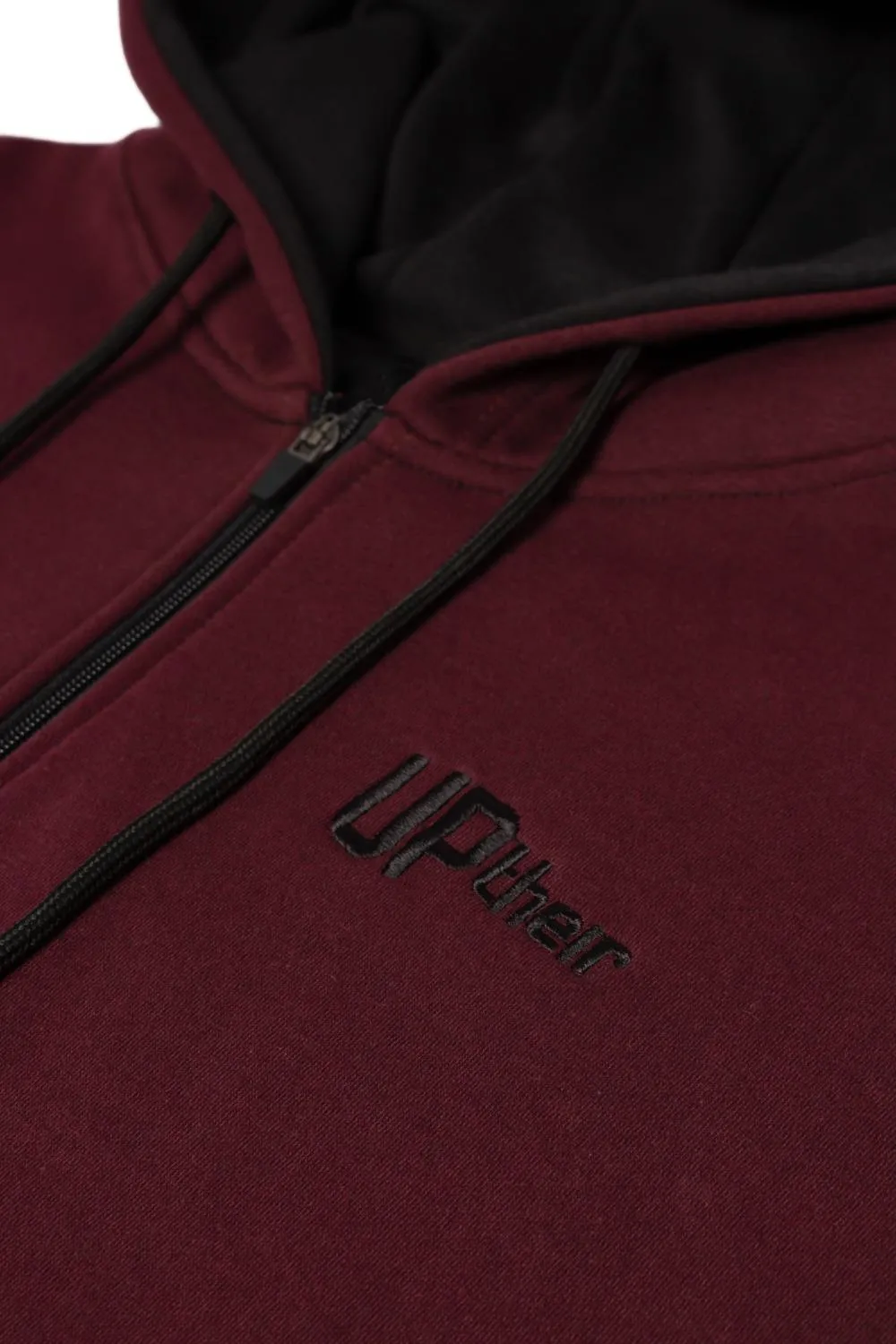 Uptheir Fly Me To The Moon Cut & Sew Contrast Panel Hoody - Burgundy