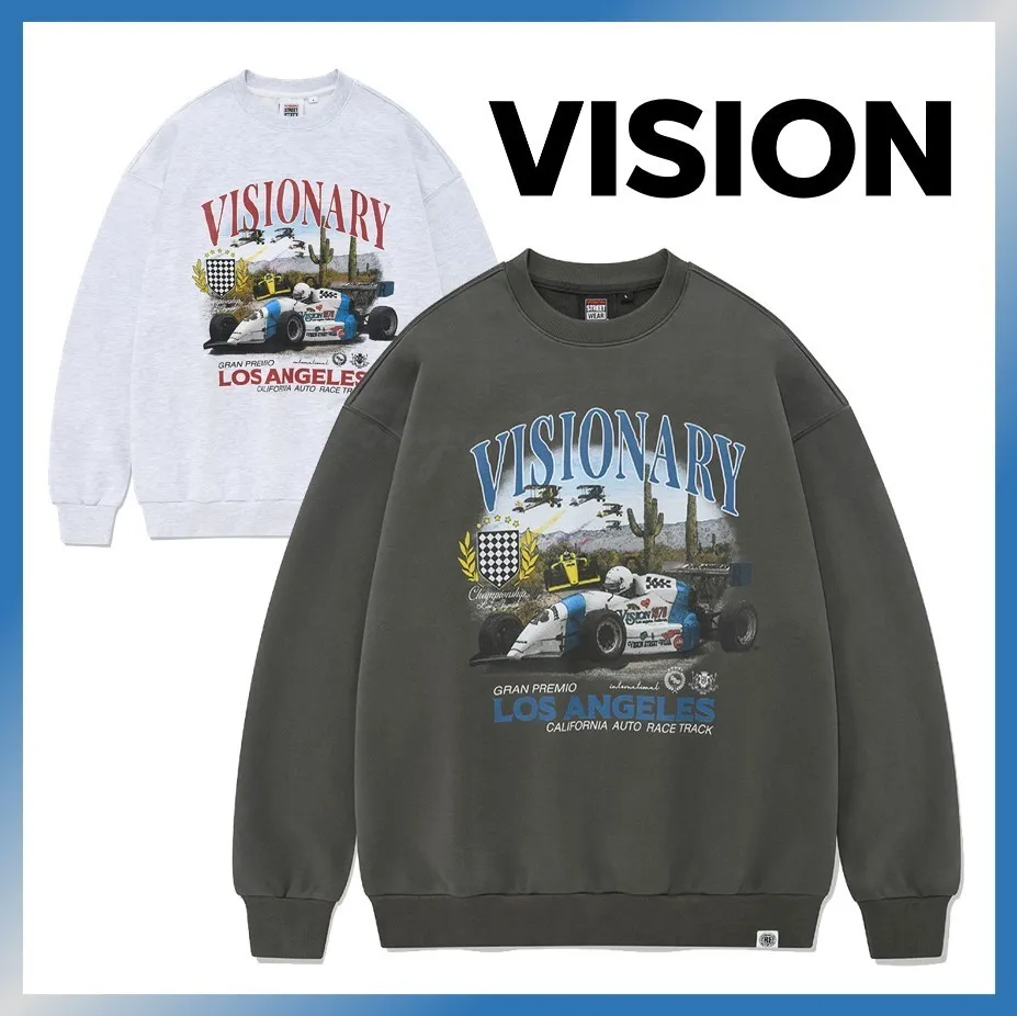 Vision Street Wear  |Unisex Street Style Long Sleeves Logo Sweatshirts