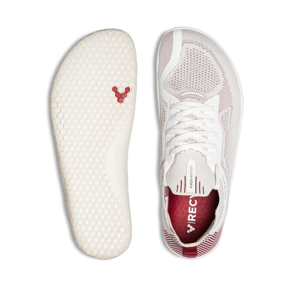 Vivobarefoot Primus Lite Knit Womens Off White/Burgundy