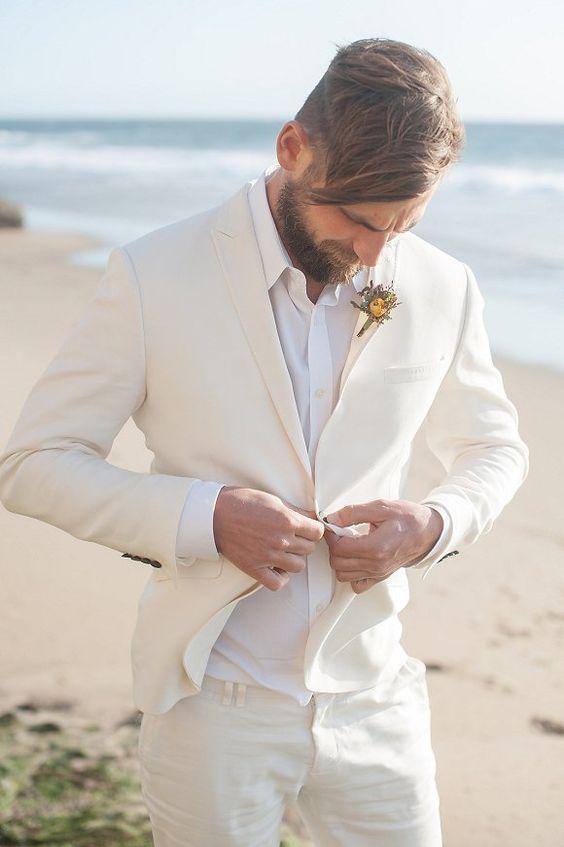 White Linen Wedding Suit