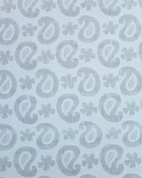 White Paisley Design Cotton Dobby Fabric