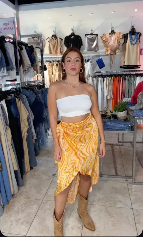 Wrap Around  Yellow/Orange Maxi Skirt